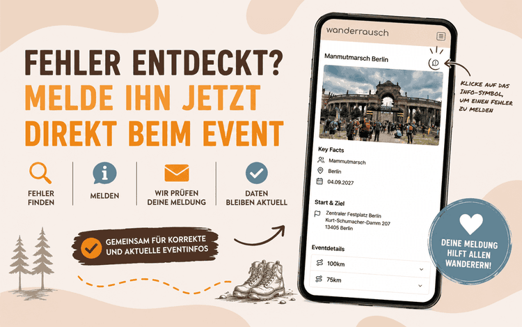 Fehler entdeckt? Melde ihn direkt beim Event Fehler entdeckt? Melde ihn direkt beim Event